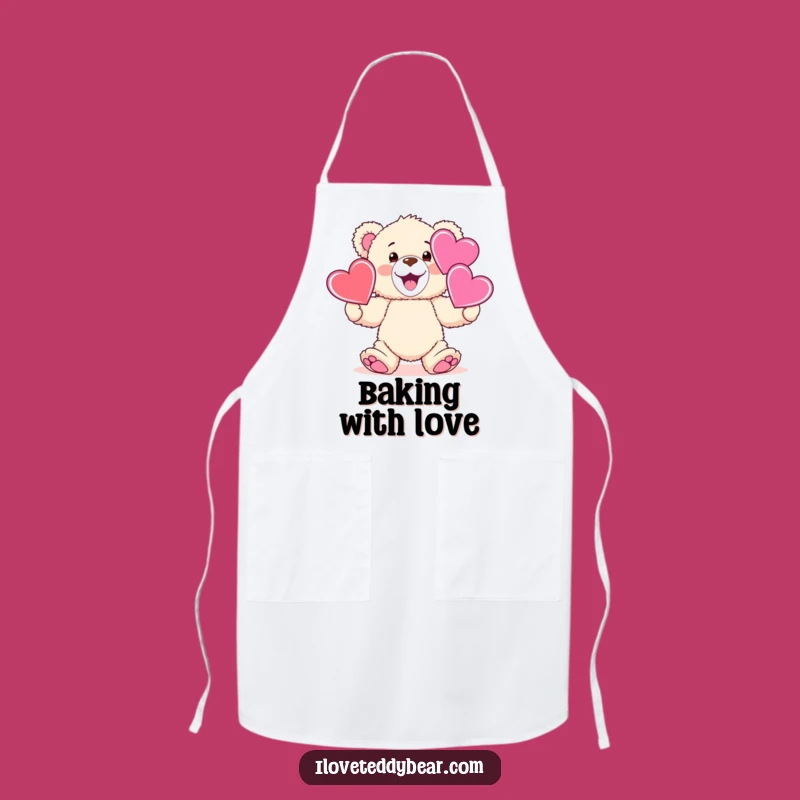 Funny Teddy Bear Juggling Hearts Apron: Cook with Love and Humor