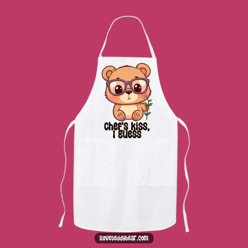 Funny Bear Glasses Flower Surprise Apron - Kitchen Fun with a Twist Gift