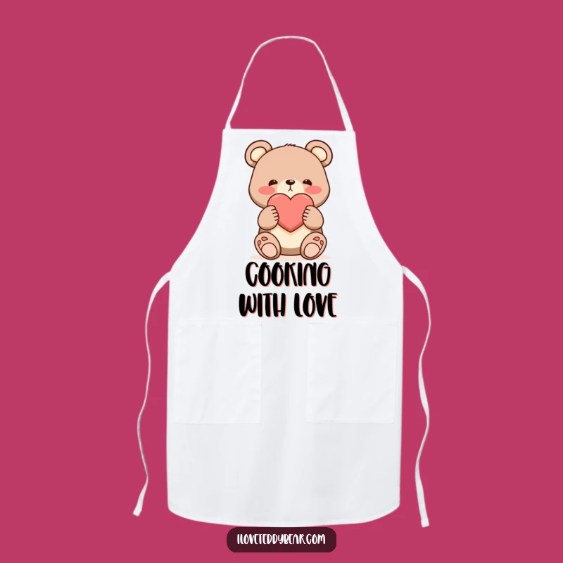Funny Shy Bear Heart Apron - Cute Kitchen Art for Sweet Moments