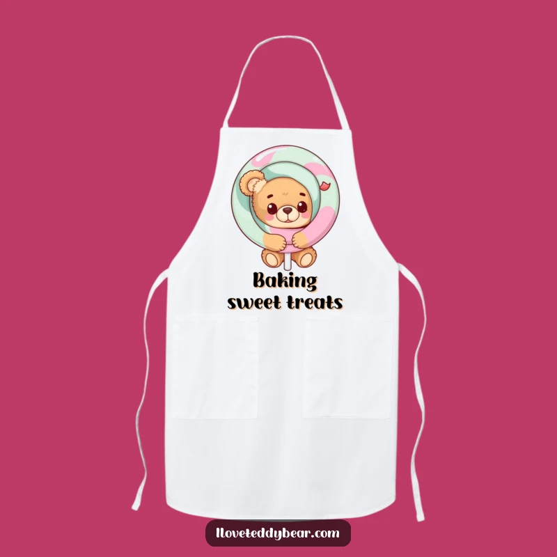 Funny Teddy Bear Lollipop Peek Apron: Cook with Sweet Style!