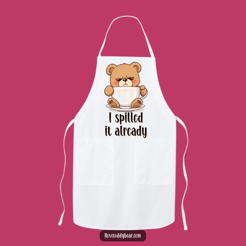 Funny Grumpy Teddy Bear Teacup Apron - Hilarious Kitchen Helper, Perfect Funny Gift