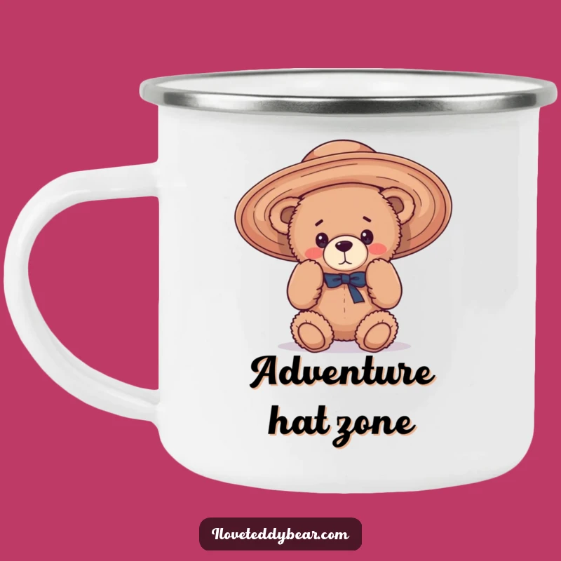 Funny Teddy Bear Hat Mishap Camping Mug: Campfire Chuckles - Hilarious Outdoors Gift