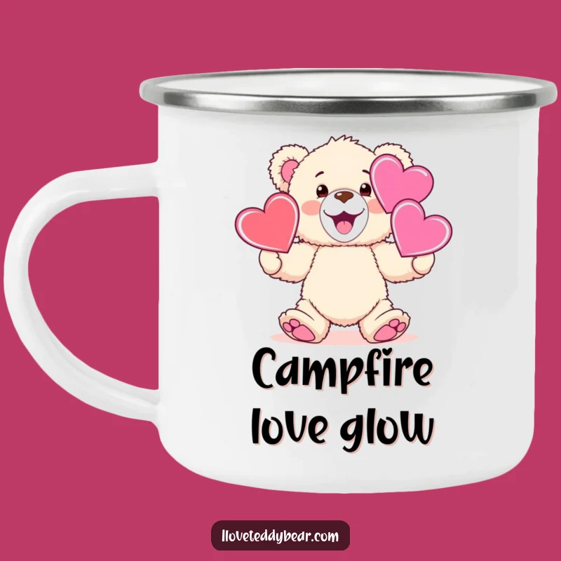 Funny Teddy Bear Juggling Hearts Camping Mug: Share Love on Your Adventures