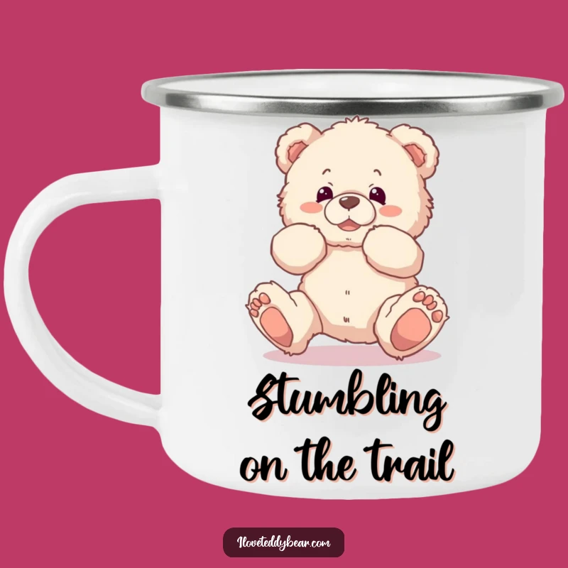 Funny Teddy Bear Tripping Camping Mug - Adventure Fuel & Clumsy Fun