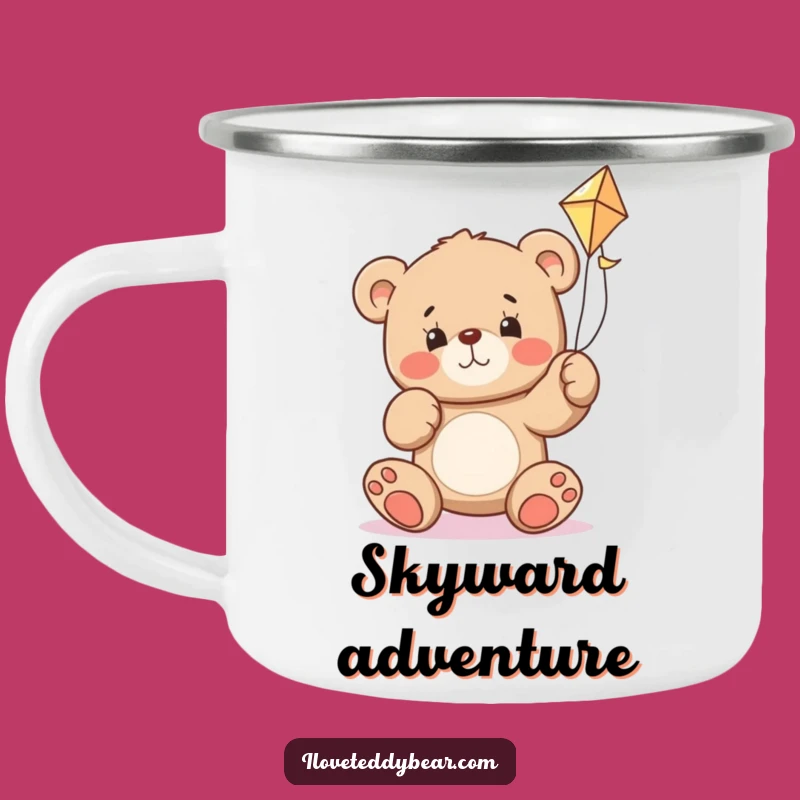 Funny Teddy Bear Kite Struggle Camping Mug - Adventure-Ready Determined Gift
