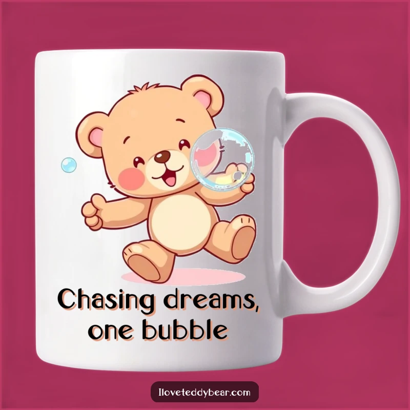 Funny Teddy Bear Bubble Chase Mug: Adorable & Hilarious Gift for Bear Lovers