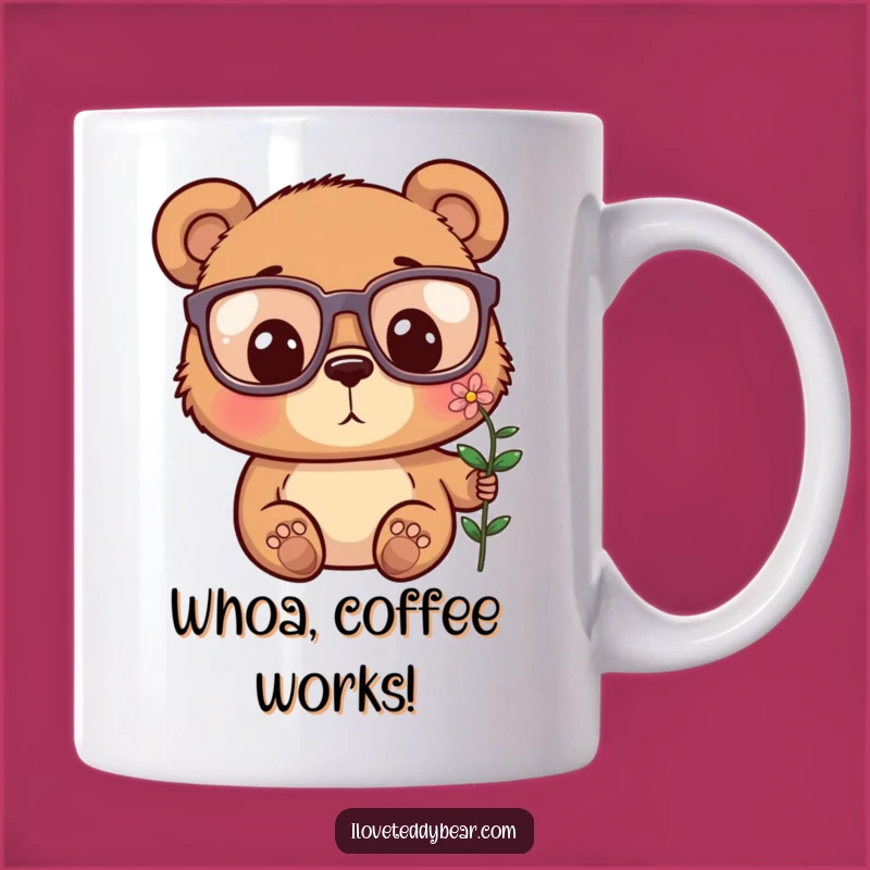 Funny Bear Glasses Flower Surprise Mug - Quirky Gift for Nature Lovers