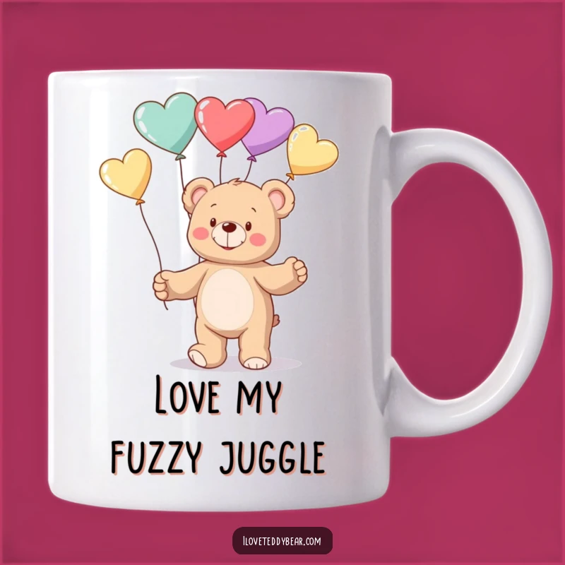 Funny Teddy Bear Balloon Juggling Mug - Perfect Romantic Gift for Her