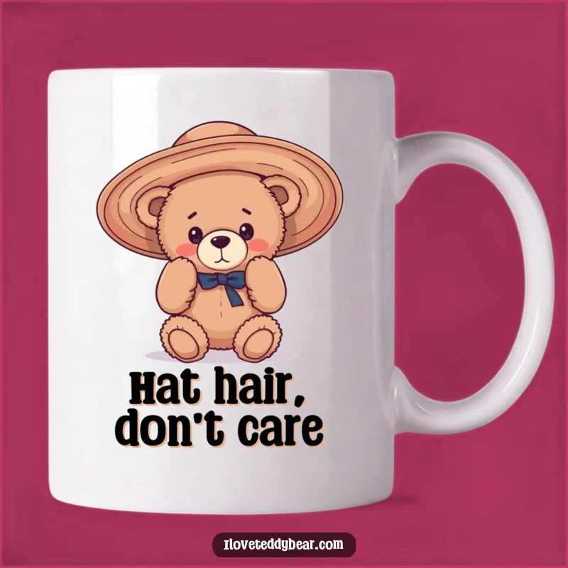 Funny Teddy Bear in Big Hat Mug: Hilarious Fashion Fail & Perfect Gift