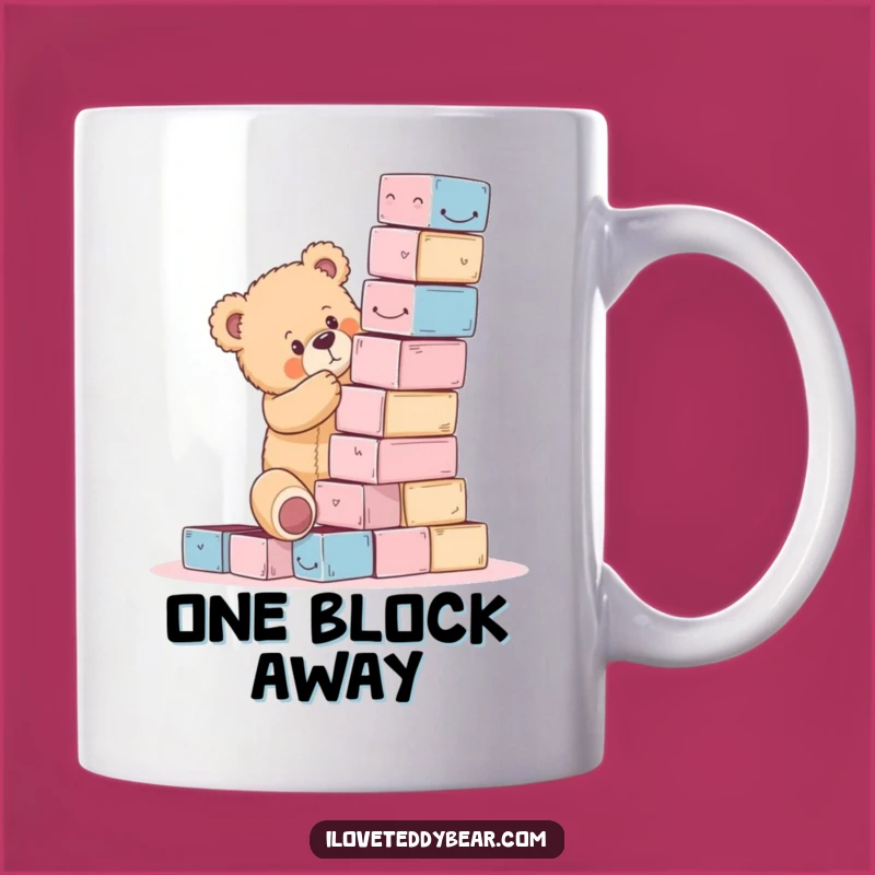 Funny Teddy Bear Block Tower Fail Mug - Hilarious Clumsy Gift for Bears