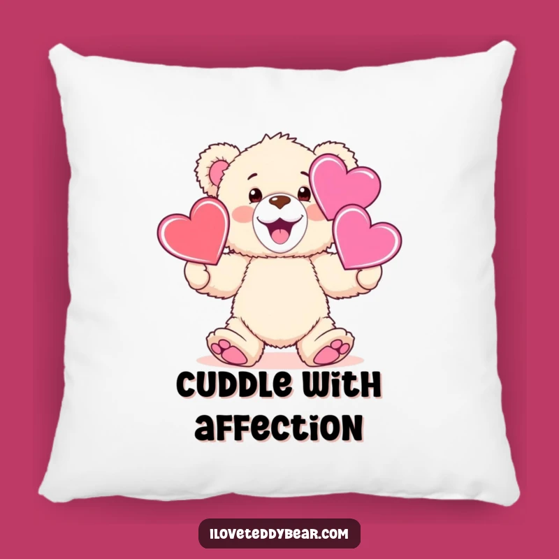 Soft Funny Teddy Bear Juggling Hearts Pillow: Cuddle Up with Love