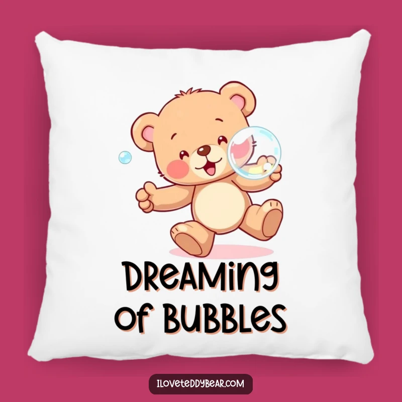 Funny Teddy Bear Bubble Chase Pillow: Cozy Comfort & Playful Vibes - Sweet Gift