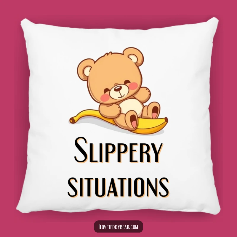 Funny Teddy Bear Banana Slip Pillow - Cozy & Comical Accent Gift