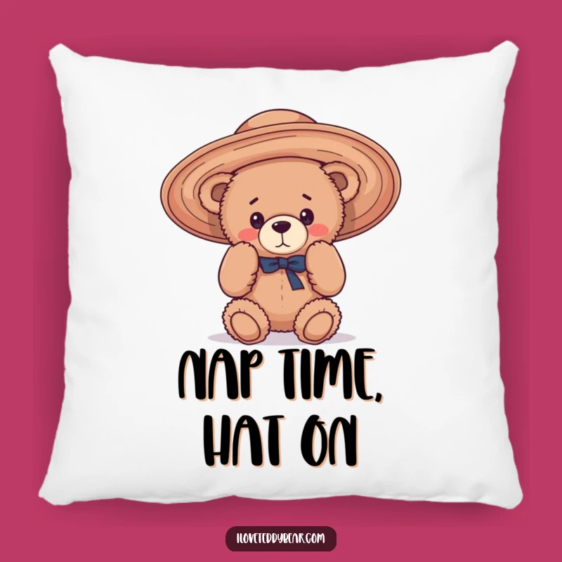 Funny Teddy Bear Hat Mishap Pillow: Cozy Comfort & Laughs - Sweet Decorative Gift