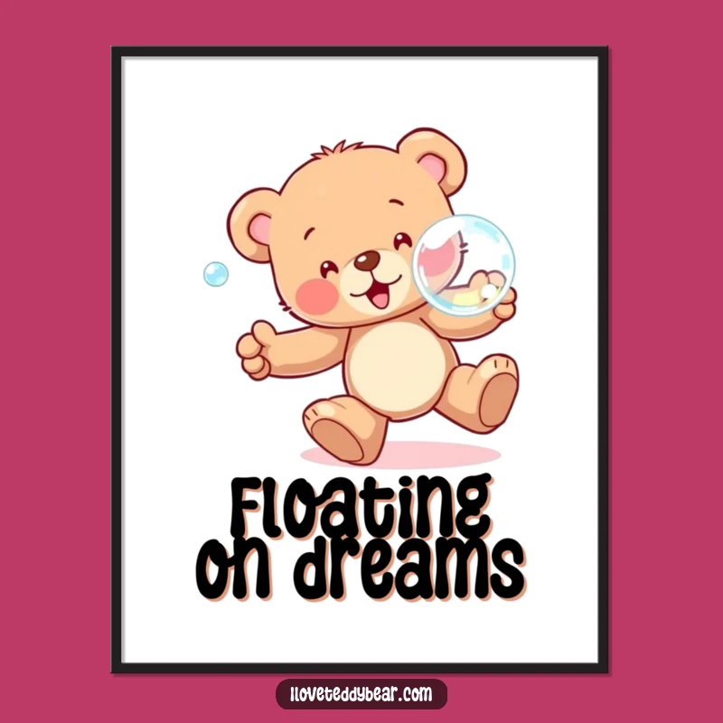Funny Teddy Bear Bubble Chase Digital Art: Instant Joyful Decor - Hilarious Gift