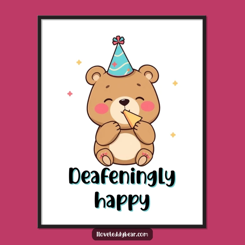 Funny Bear Party Digital Art, Instant Festive Cheer - A Great Gift!
