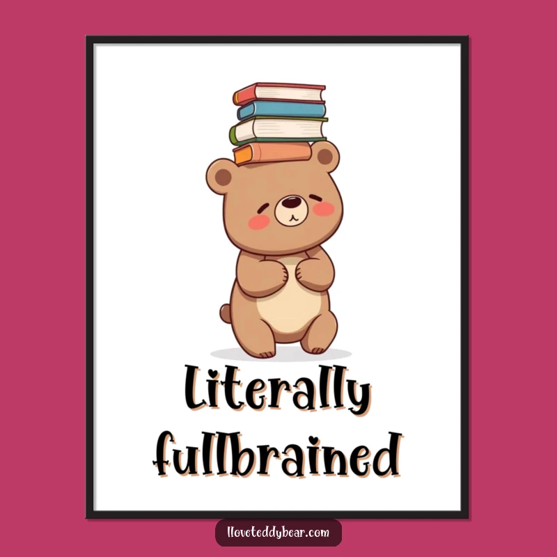 Funny Giggling Bear Book Stack Digital Art - Instant Intellectual Humor Gift