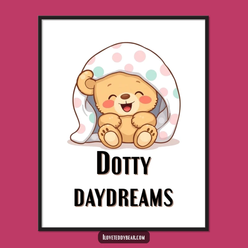 Funny Teddy Bear Blanket Giggle Digital Art Print - Instant Cozy Decor