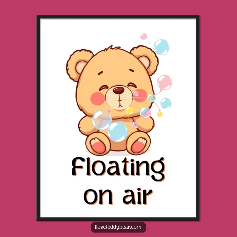 Funny Teddy Bear Bubble Digital Art: Instant Cheerful Decor