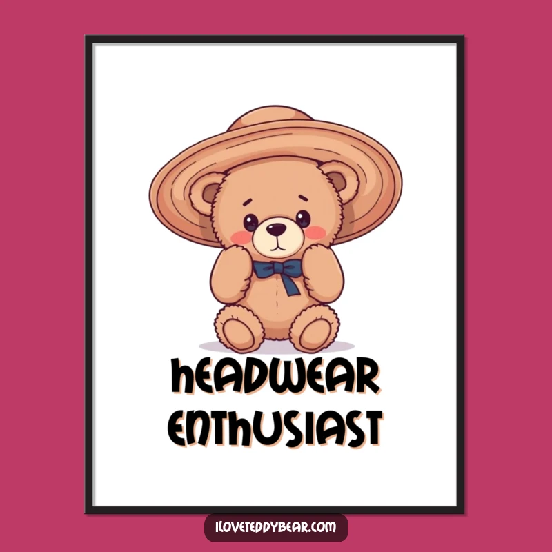 Funny Teddy Bear Hat Mishap Digital Art: Instant Whimsy - Hilarious Decor Gift