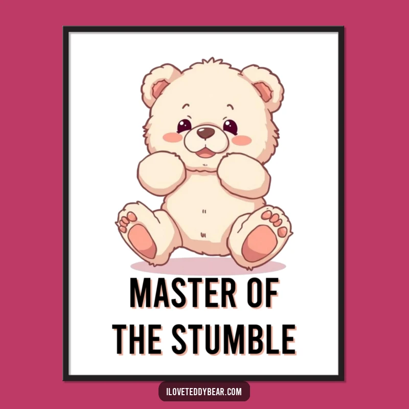 Funny Teddy Bear Tripping Digital Art - Instant Charm & Comical Decor