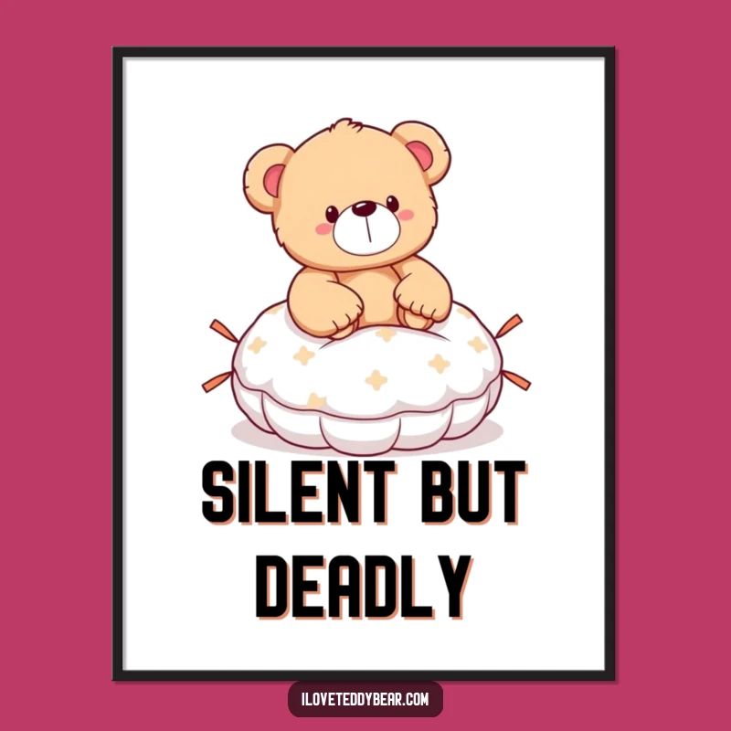 Funny Teddy Bear Whoopee Cushion Digital Print - Instant Humorous Decor