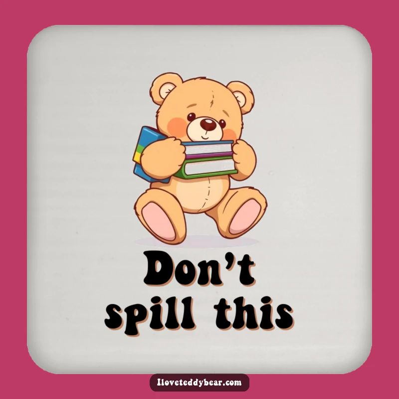 Funny Clumsy Book Bear Coaster - Protect Surfaces with Humor, Perfect Funny Gift
