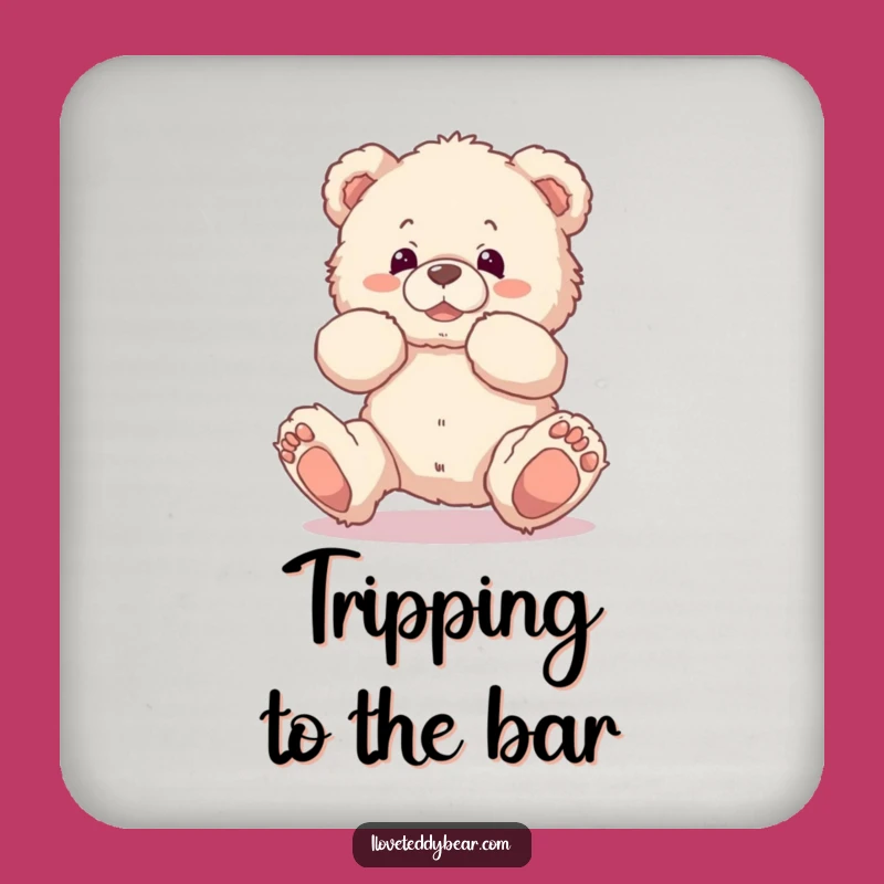 Funny Teddy Bear Tripping Coasters - Protect Surfaces with Comical Flair