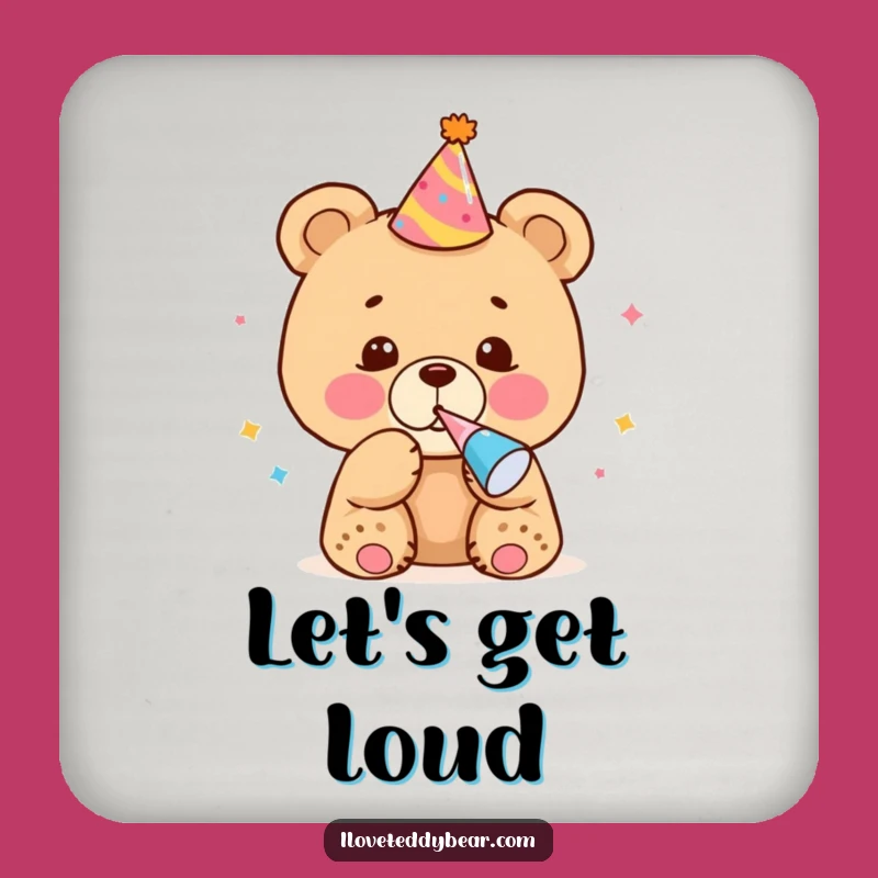 Keep your drinks safe with this coaster featuring a bear cub celebrating. Adds a touch of festive flair.