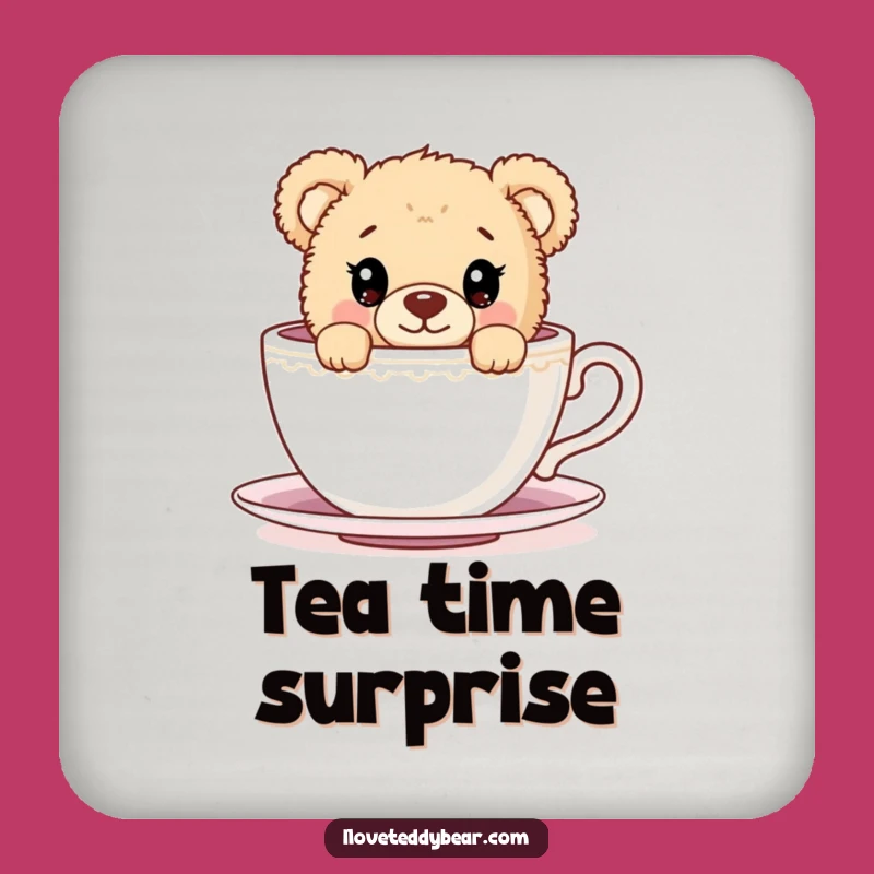 Funny Teddy Bear Teacup Peek Coaster - Protect Surfaces with Cuteness