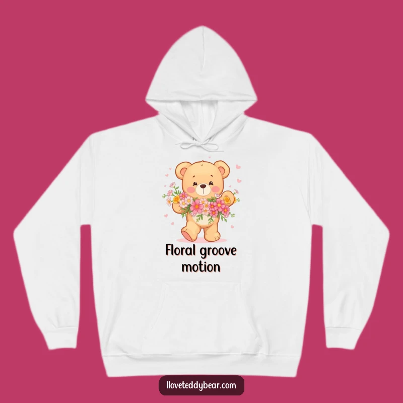 Cozy Funny Teddy Bear Dancing Flowers Hoodie: Warmth and Whimsy!
