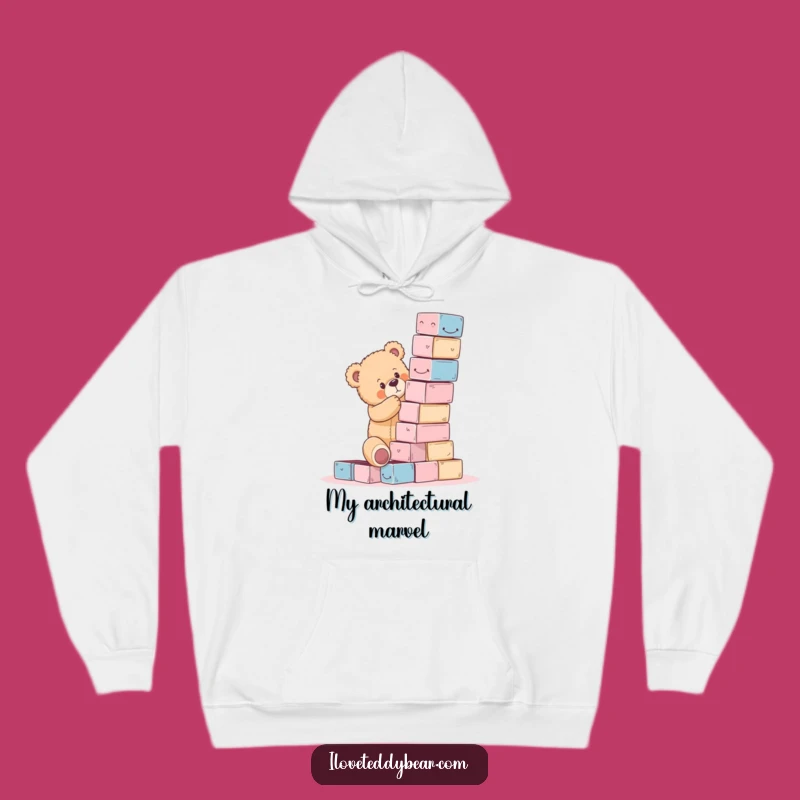 Funny Teddy Bear Block Tower Fail Hoodie - Cozy & Comical Achievement Gift