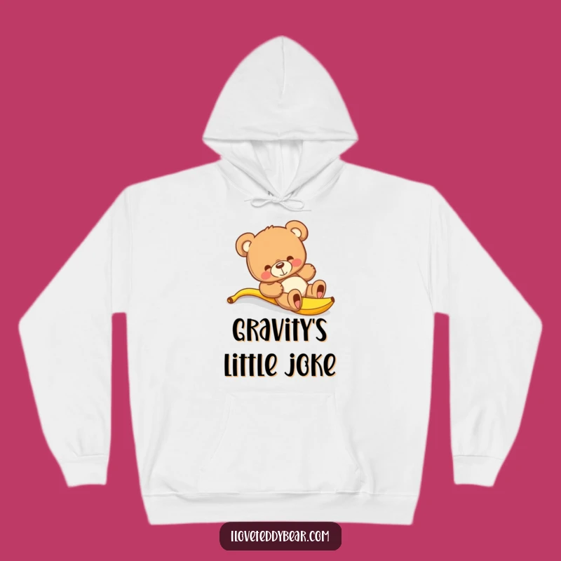 Funny Teddy Bear Banana Slip Hoodie - Cozy & Hilarious Winter Gift