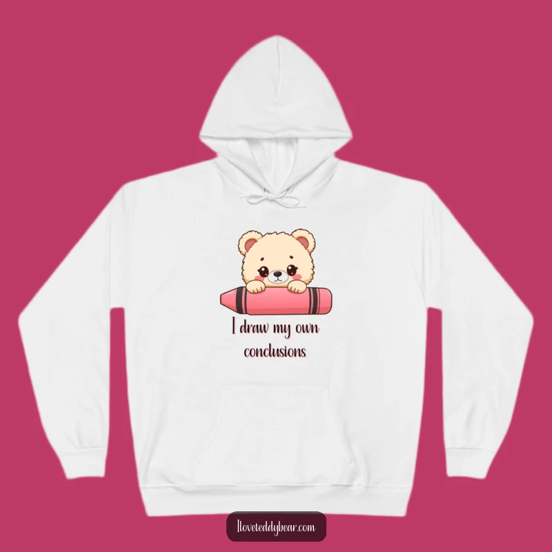 Cozy Funny Bear Crayon Peek Hoodie - Warm and Humorous Art Gift