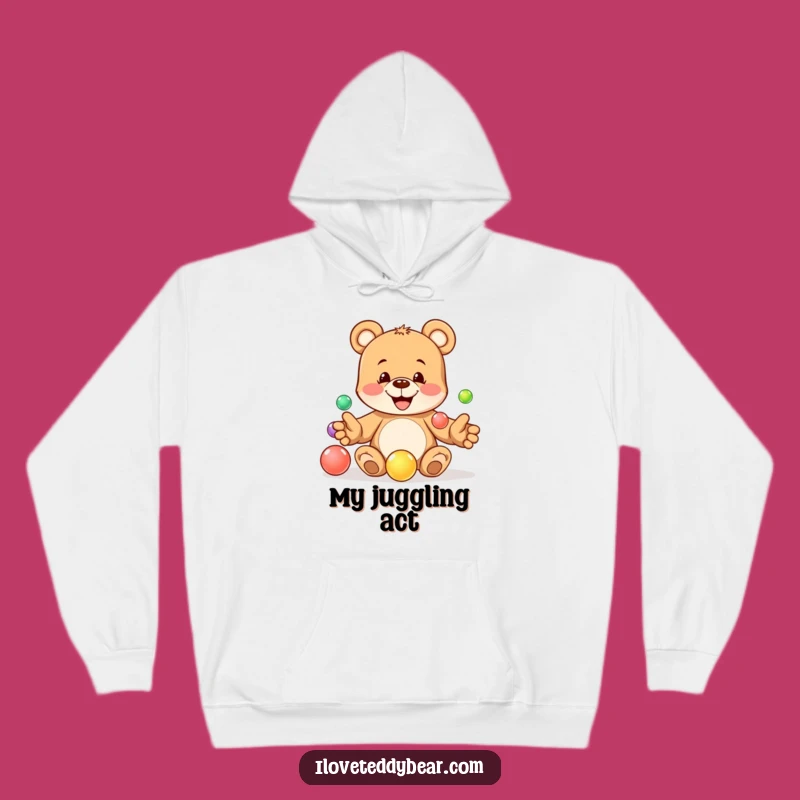Funny Juggling Teddy Bear Marble Hoodie - Cozy Playfulness, Amazing Funny Gift