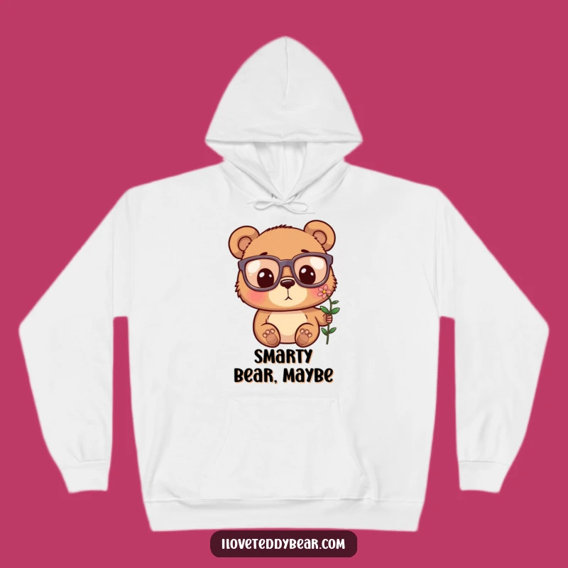 Cozy Funny Bear Glasses Flower Surprise Hoodie - Warm and Witty Gift