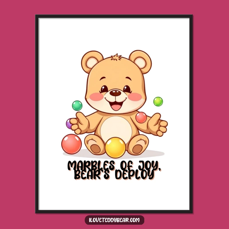 Free Printable Juggling Bear Art - Playful Downloadable Wall Decor