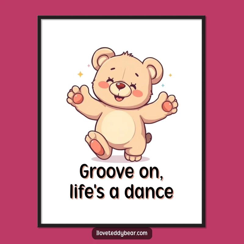 Funny Free Printable Wall Art: Teddy Bear Dancing Joy - Downloadable Playful Decor
