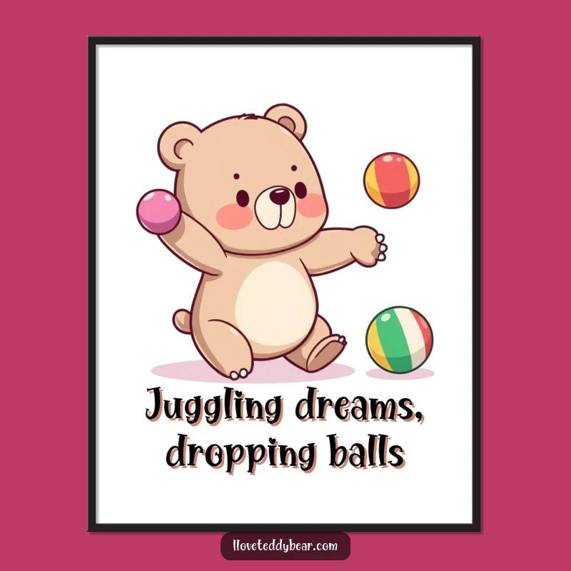 Free Printable Bear Juggling Wall Art: Funny Downloadable Decor