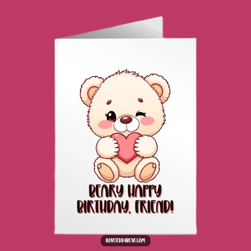Free Printable Birthday Card: Winking Bear with Heart Funny Downloadable Gift