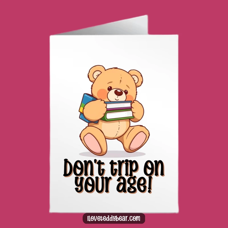 Free Printable Clumsy Bear Bookworm Birthday Card - Funny Downloadable Gift