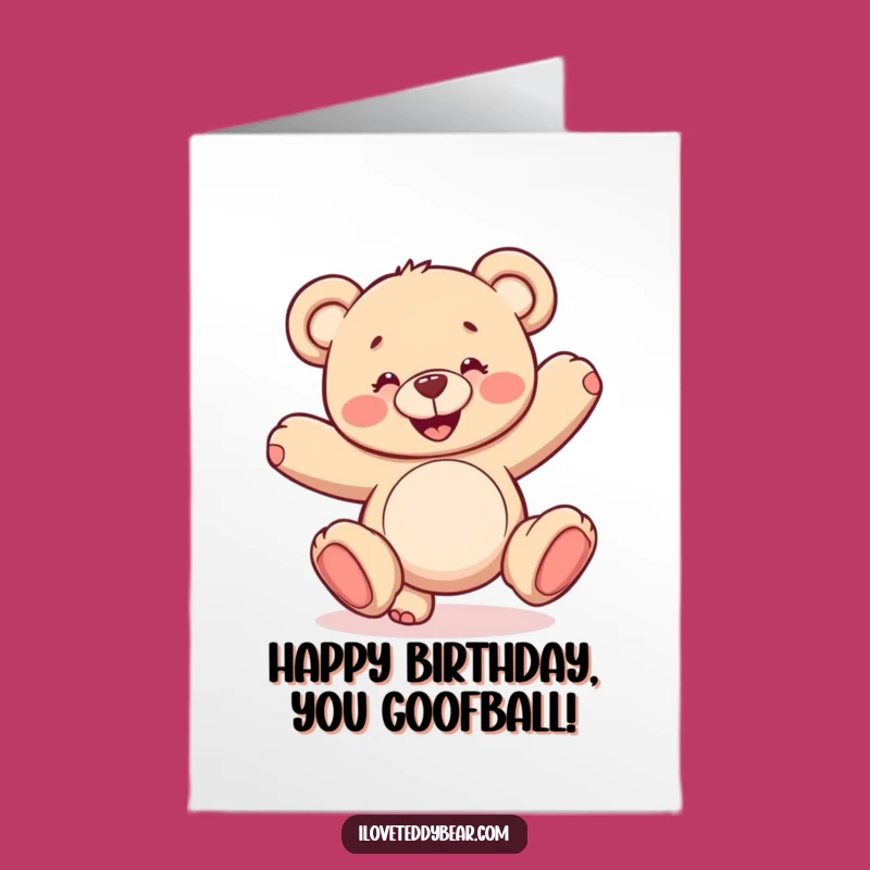 Free Printable Teddy Bear Birthday Card: Hilarious Wobbly Cartwheel Downloadable Gift