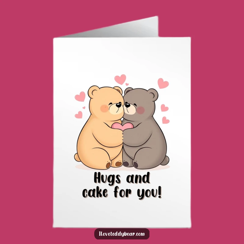 Free Printable Hugging Bears Birthday Card: Sweet & Funny Greeting Download