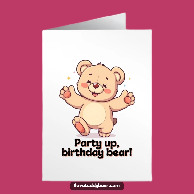 Free Printable Birthday Card: Teddy Bear Dance Party - Downloadable Fun Gift