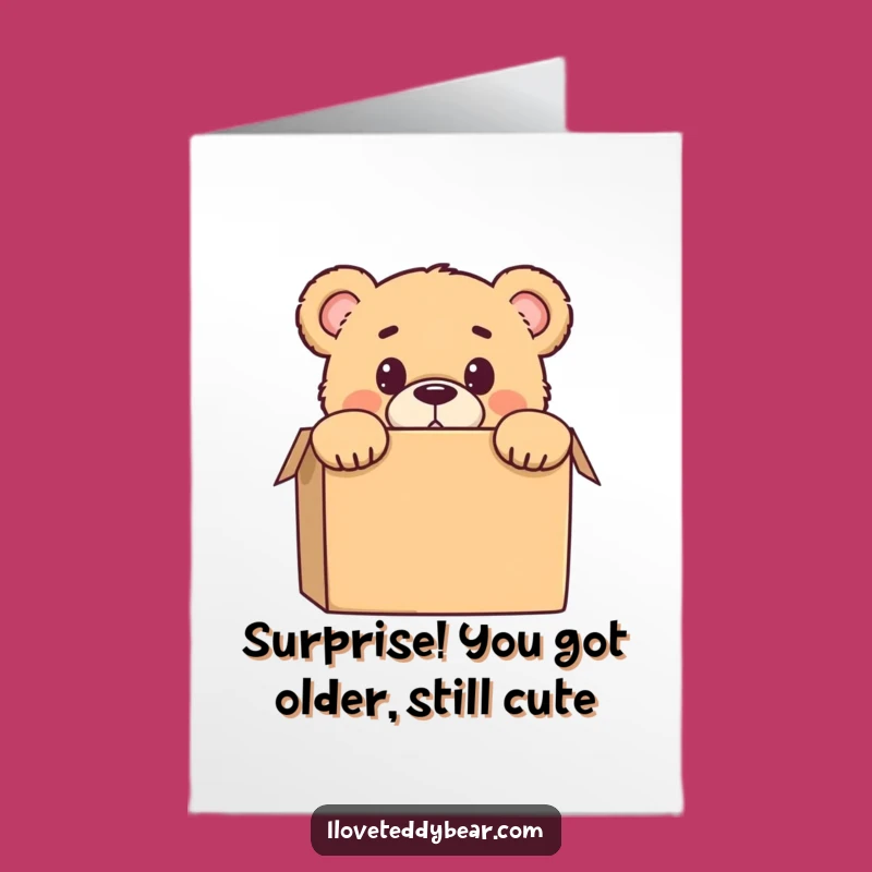 Free Printable Birthday Card: Surprised Teddy Bear Gift, Funny Downloadable Greeting