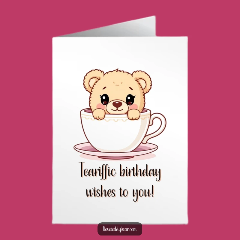 Free Printable Birthday Card: Teddy Bear Surprise Tea, Funny Downloadable Gift