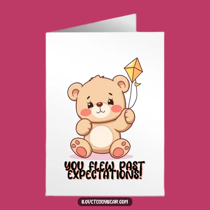 Free Printable Congrats Card: Teddy Bear Kite Struggle - Humorous Downloadable!