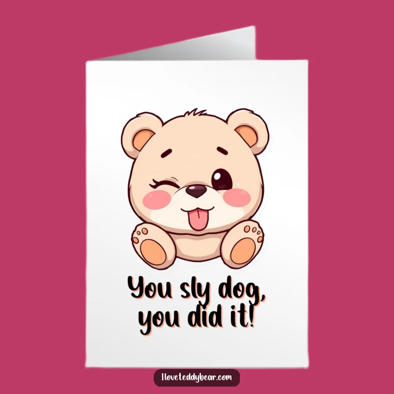 Free Printable Congrats Card: Teddy Bear Wink of Success, Playful Downloadable Gift