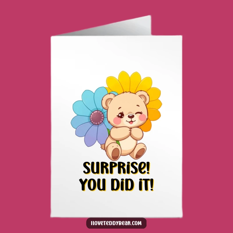 Free Printable Congrats Card: Winking Teddy Bear Secret Gift Funny Downloadable