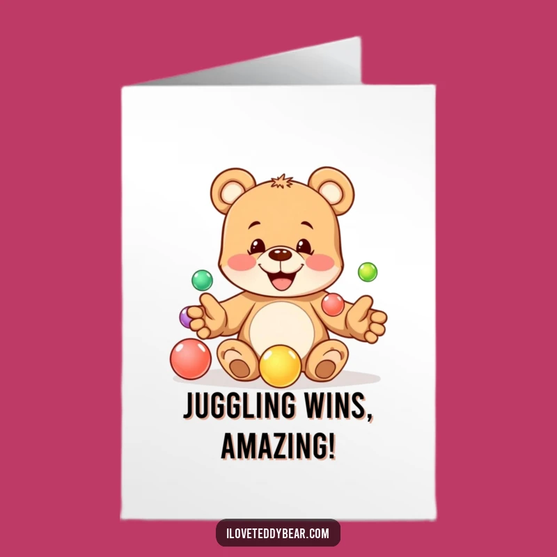 Free Printable Juggling Bear Congrats Card - Playful Downloadable Gift